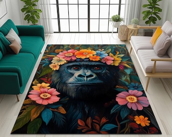 Animal pattern rug, Nature-inspired rug, Modern print rug, Effective rug, Machine washable rug, Sustainable rug, Non-slip rug, Cozy rug