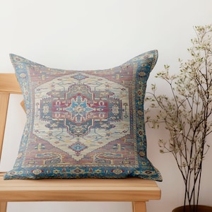 blue kilim pillow, ethnic pillow case, handmade pillow, livinng room pillow, chair pillow, boho decor pillow, washable pillow, nomadic style