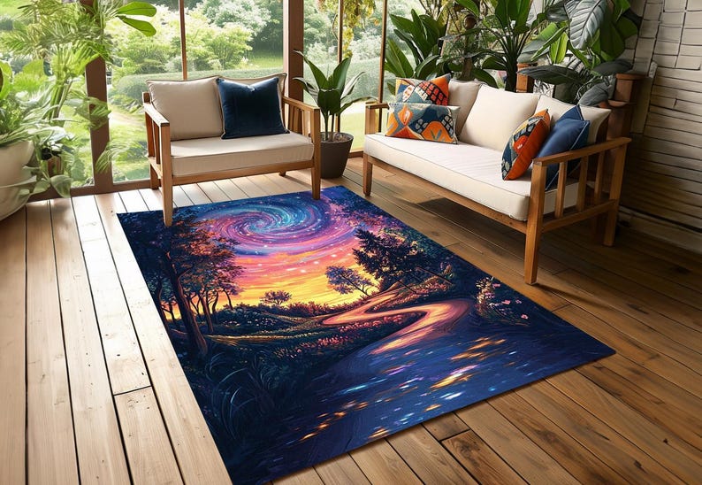 Nature inspired rug, Cool area rug, Non slip rug, Stylish rug, Luxury runner rug, Aesthetic rug, Turkish print rug, Foldable runner rug