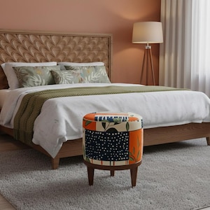 Cadeira de mesa de cozinha, pufe com estampa de ramo de oliveira, pufe redondo, pufe pequeno, banquinho decorativo, apoio para os pés, pufe aconchegante, F-16