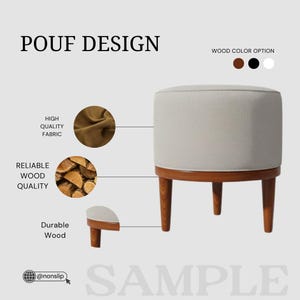 Cat pattern round pouf, Cute design bench, Colorful footstool, Elegance round pouf, Bedroom pouf, Comfortable furniture, Stylish bench, H-12