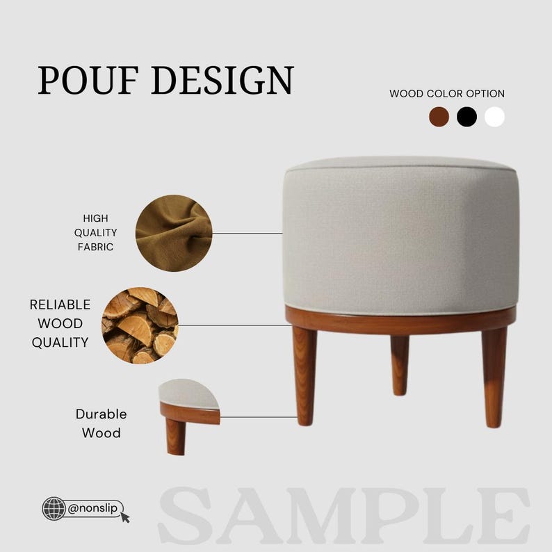Cat pattern round pouf, Cute design bench, Colorful footstool, Elegance round pouf, Bedroom pouf, Comfortable furniture, Stylish bench, H-12