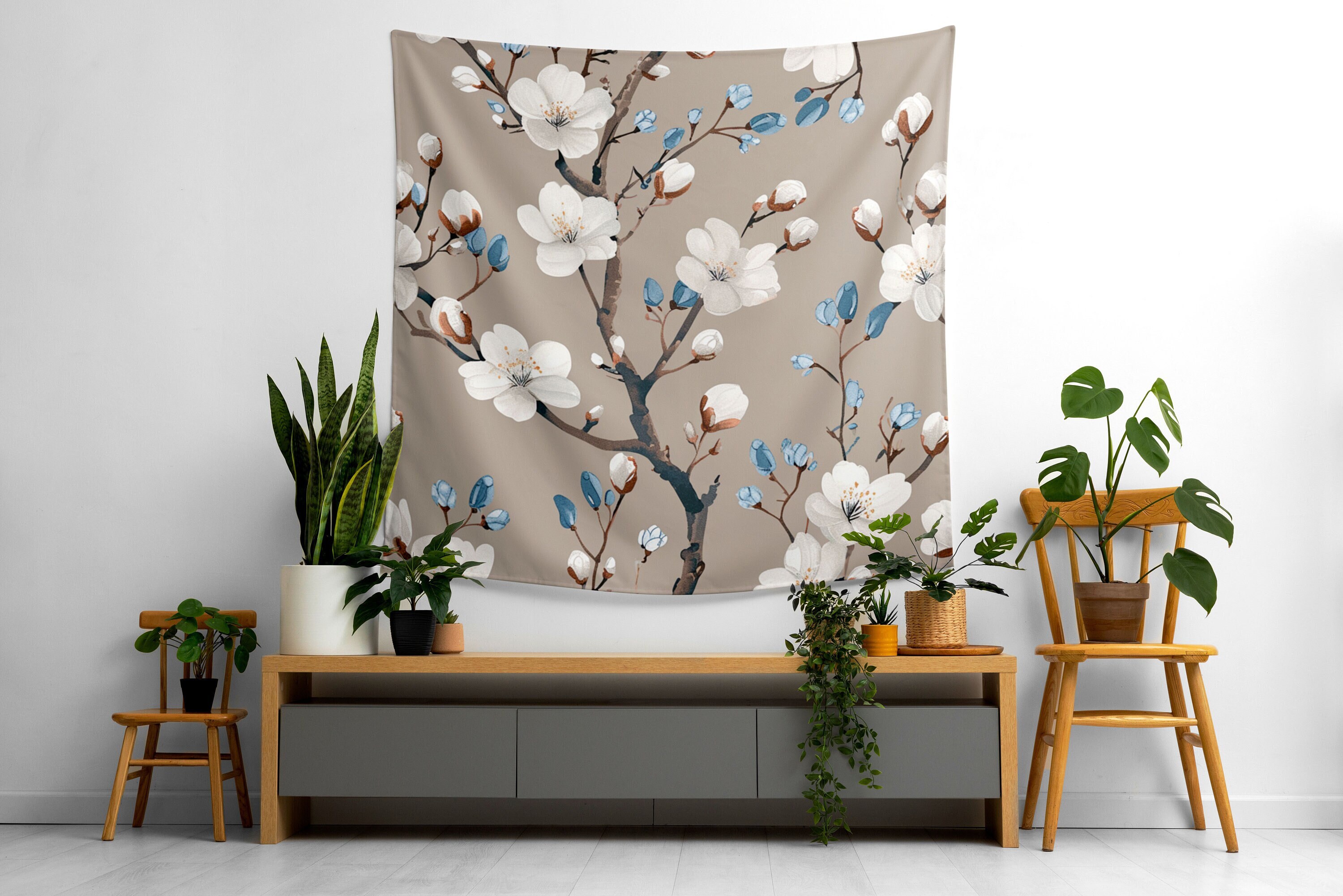 Floral Tapestry, Spring Style Decor, Wall Hanging, Fiber Art Decor, Designer Tapestry, Tapestrie For Foyer, Bedding Tapestry, Foyer Tapestry