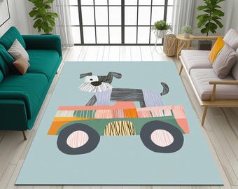 Designer rug, Modern printed rug, Cute design rug, Colorful rug, Utility rug, New style rug, Machine washable rug, Low pile rug, Chic rug