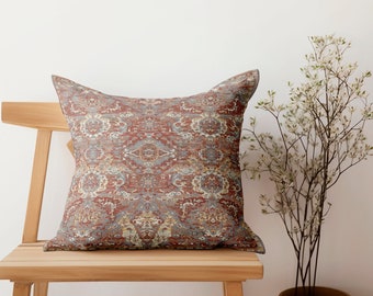 red tribal pillow, oriental pillow, throw pillowcase, handmade cushion, washable pillow, ethnic pillow, boho cushion cover, bench pillow