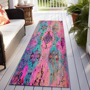 Turquoise Rug, Cute Home Decor, Birthday Decor Rug, Livingroom Rug, Kitchen Large Rug, Bedroom Large Rug, Contemporary Rug, Washable Runner