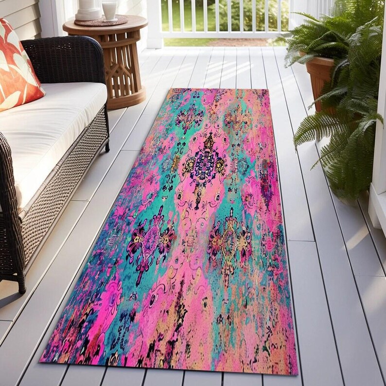 Turquoise Rug, Cute Home Decor, Birthday Decor Rug, Livingroom Rug, Kitchen Large Rug, Bedroom Large Rug, Contemporary Rug, Washable Runner