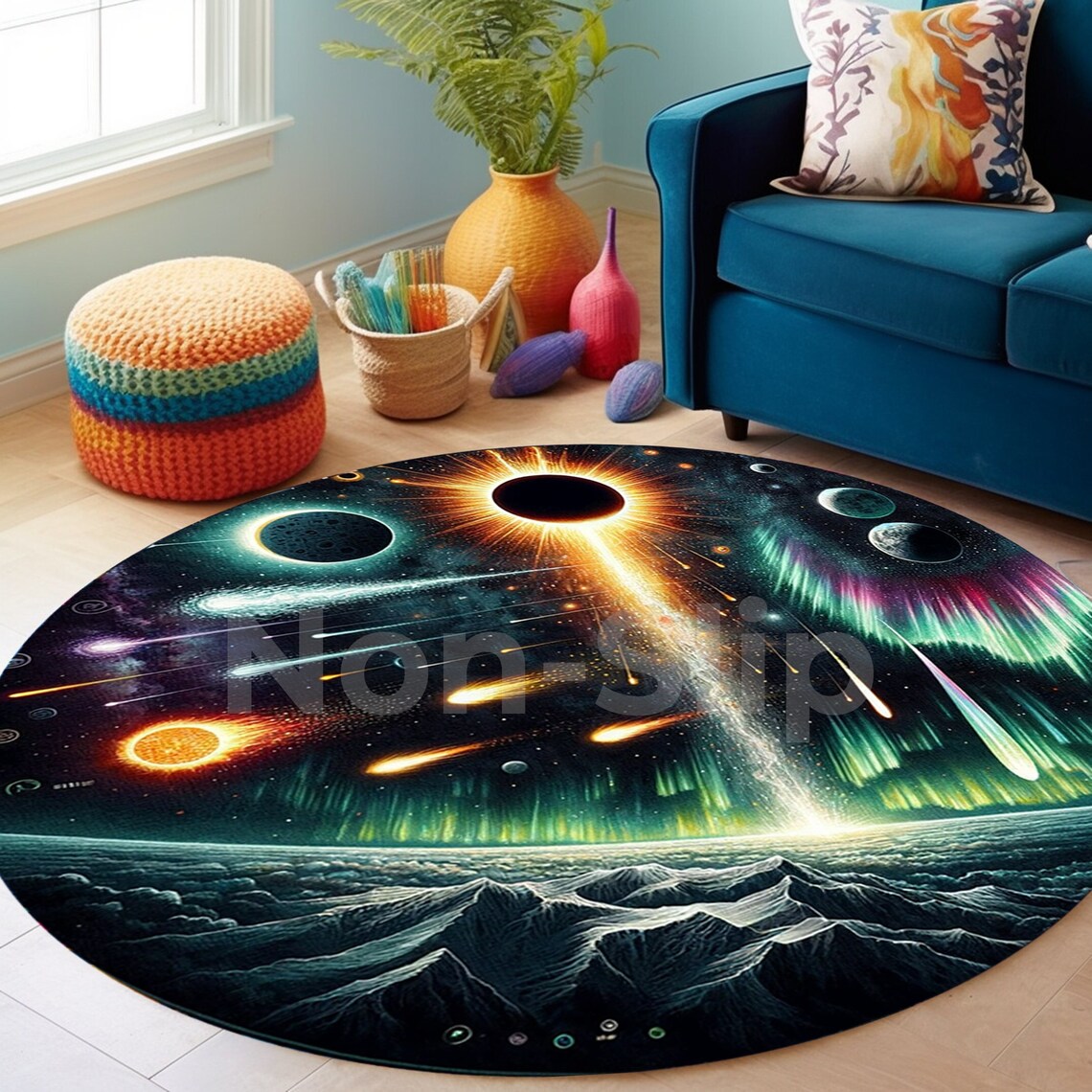Galaxies Rug, Illustrated Rug, Cozy Rug, Rugs for Bedroom, Modern Area ...