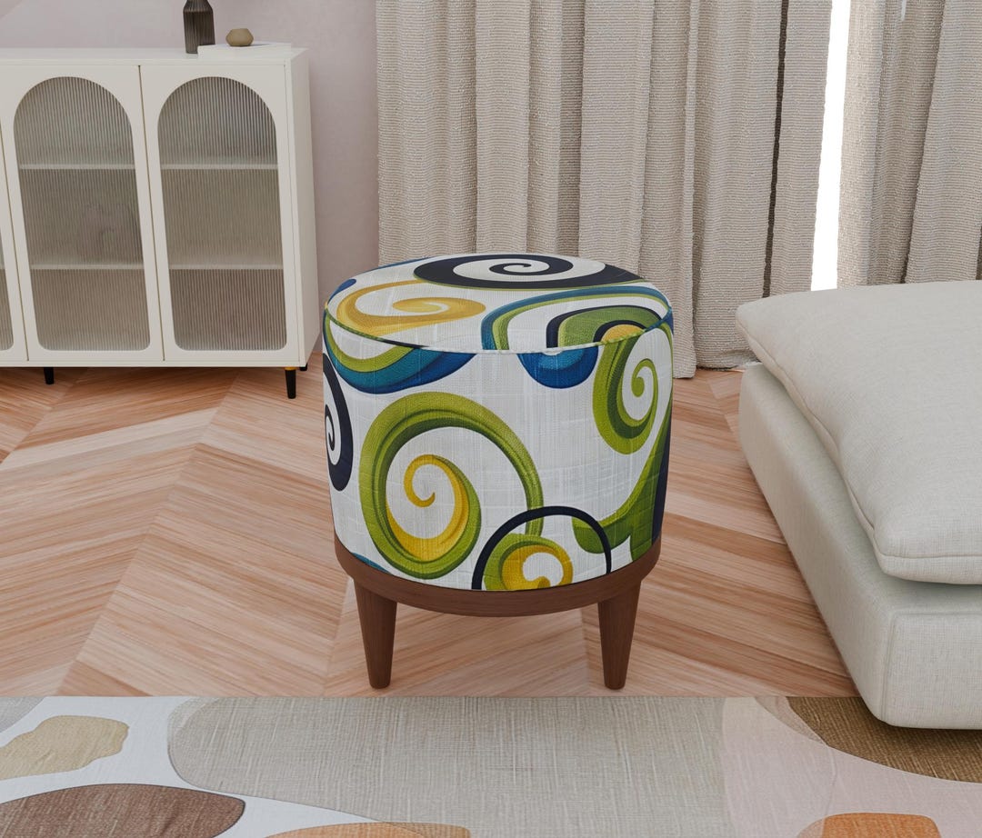 Modern Round Accent Stool, Decorative Round Ottoman Stool, Elegance ...