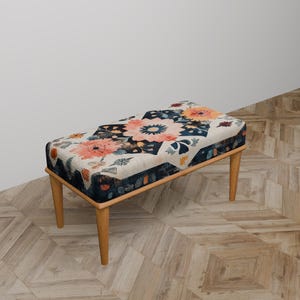 Botanical bench, Housewarming bench, Yoga bench, Bedroom pouf, Make up bench, Dressing bench, Chic bench, Primitive bench, Strong bench,C-03