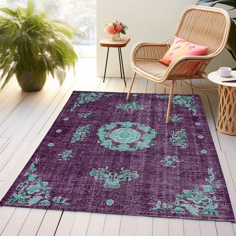 Best HD Pictures about  Purple And Teal Rug  with No AI Images