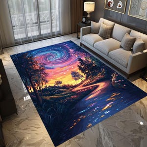 Nature inspired rug, Cool area rug, Non slip rug, Stylish rug, Luxury runner rug, Aesthetic rug, Turkish print rug, Foldable runner rug