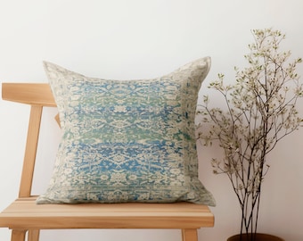 blue handmade pillow, oriental pillow case, turkish rug pillow, soft pillow, washable pillow, lumber pillow, floor pillow, euro sham pilllow