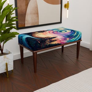 Colorful pattern bench, Stylish ottoman bench, Foyer bench, Elegance bedroom bench, Gameroom bench, Cozy bench, Wooden work bench, H-206