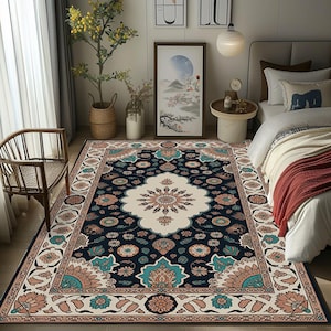 Minimalist rug, Machine washable rug, Soft rug for any room, Non slip area rug, Tiny rug, Anatolian pattern rug, Decorative rug, H-848