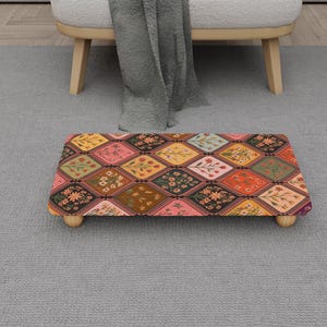 Patchwork Floral Step Stool | Cottagecore Diamond Platform | H-1572