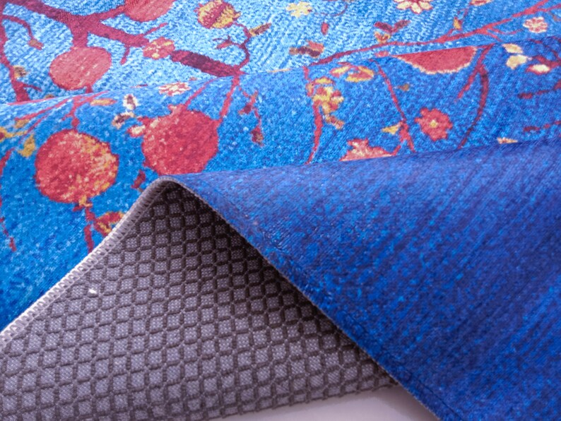 Blue turkish rug, Tree rug, Living room rug, Lodge rug, Porch rug, Washable rug, Outdoor rug, Bedroom rug, Printed rug, Floor decor carpet