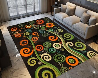 Floral decor rug, Mushroom rug, Contemporary rug, Washable rug, Anti-slip rug, Stylish rug, Corridor rug, Hallway rug, Area runner rug