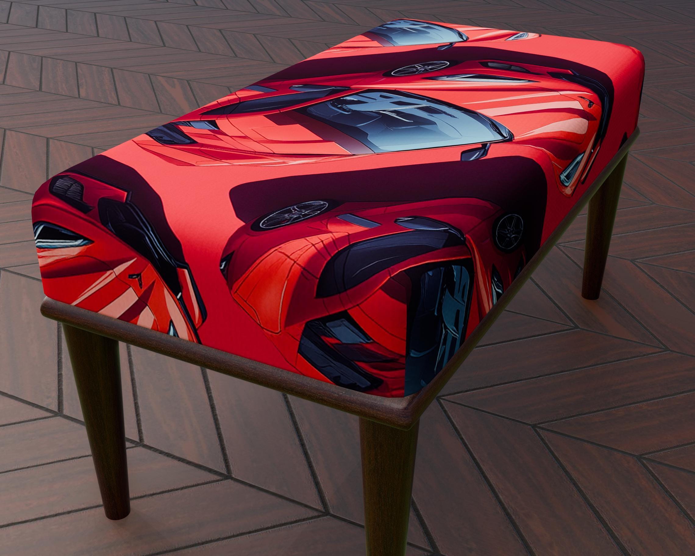 Red Sports Car Bench, Custom Ottoman Bench, Racing Car Design Furniture ...