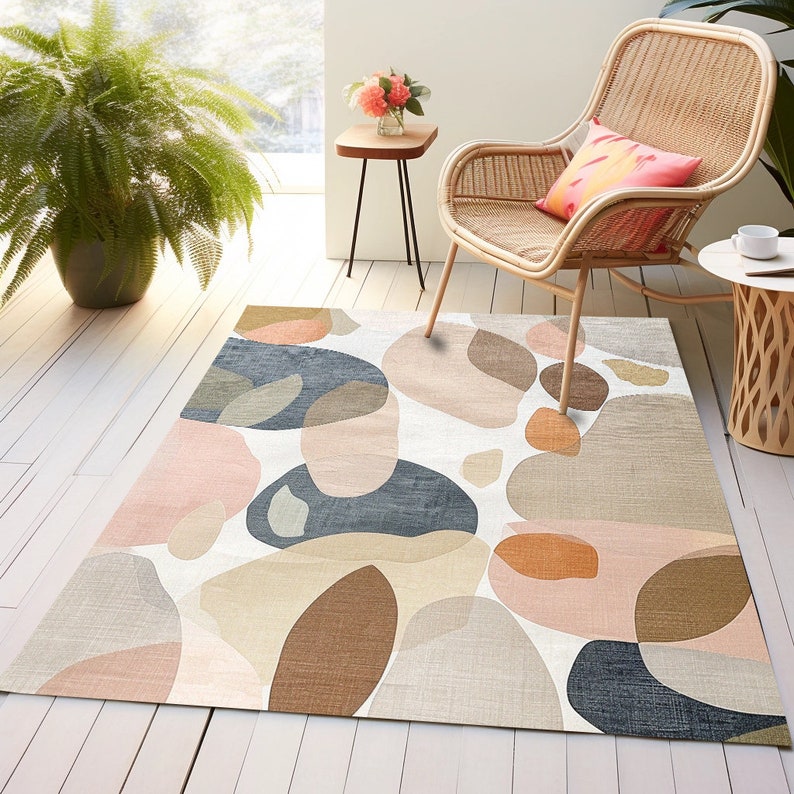 Non-slip rug, Bedroom area rug, Balcony rug, Colourful rug, Washable rug, Geometric patterned rug, Contemporary rug, Easy to clean rug,
