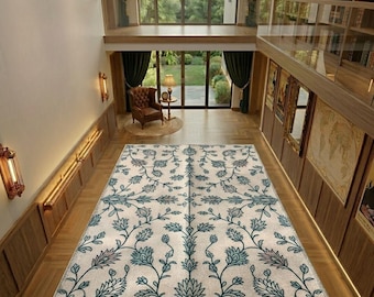 Botanical Area Rug: Washable Non Slip Print Runner