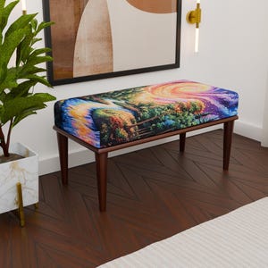 Modern artistic design uphostered bench, Handmade ottoman bench, Bedroom bench, Durable bench, Elegant bench, Colorful bench, H-178