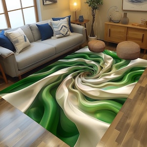 Vortex print rug, Cute green color rug, Washable runner rug, Non slip rug, Area rug, Living room rug, Bedside rug, Kitchen rug, Balcony rug