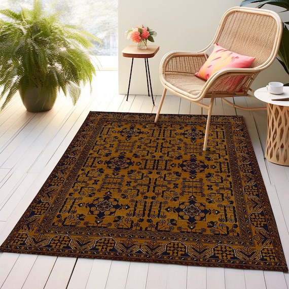 Orange Home Rug, Nonslip Oversize Rug, Comfortable Rug, Pet Friendly Rug, Kitchen Large Rug, Entryway Rug, Blue Oversize Rug, Modern Decor