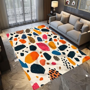 Multicolor rug, Turkish print rug, Contemporary rug, Housewarming gift, Entry rug, Modern rug, Washable runner rug, Area rug, Non slip rug