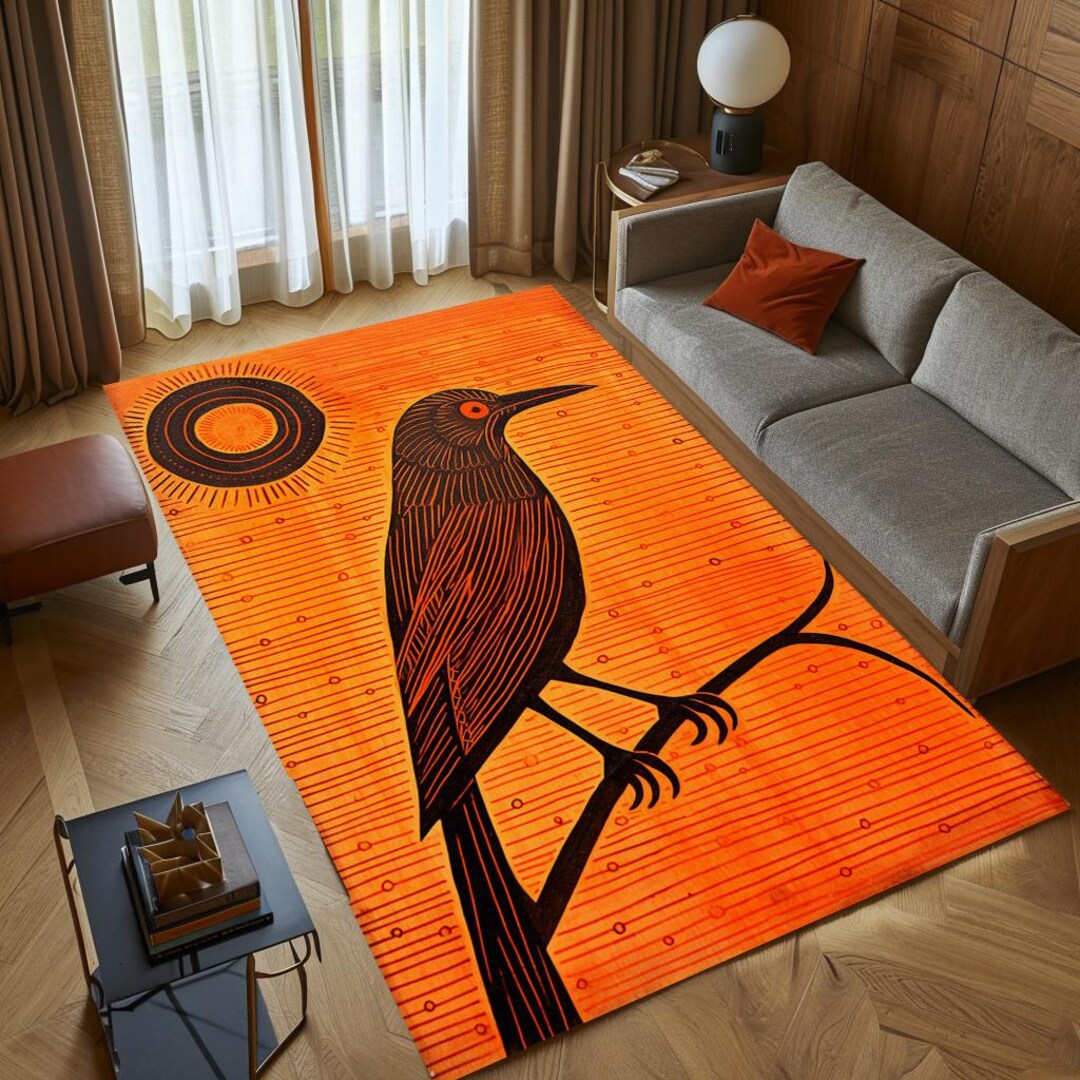 Bird Design Rug, Luxury Rug, Modern Home Decor, Area Rug, Non Slip Rug ...