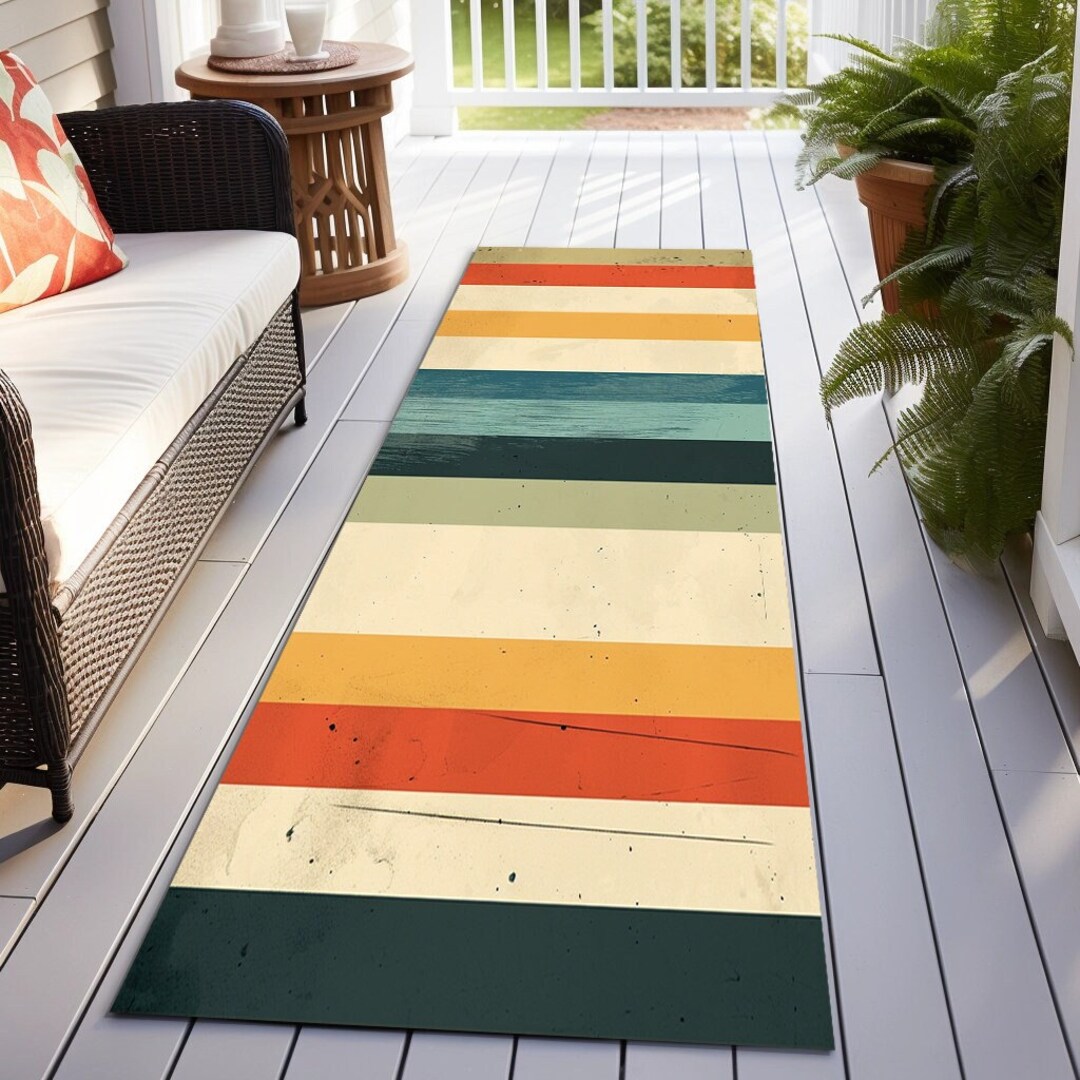 Orange Rug, Striped Rug, Game Room Rug, Cotton Rug, Digital Rug ...
