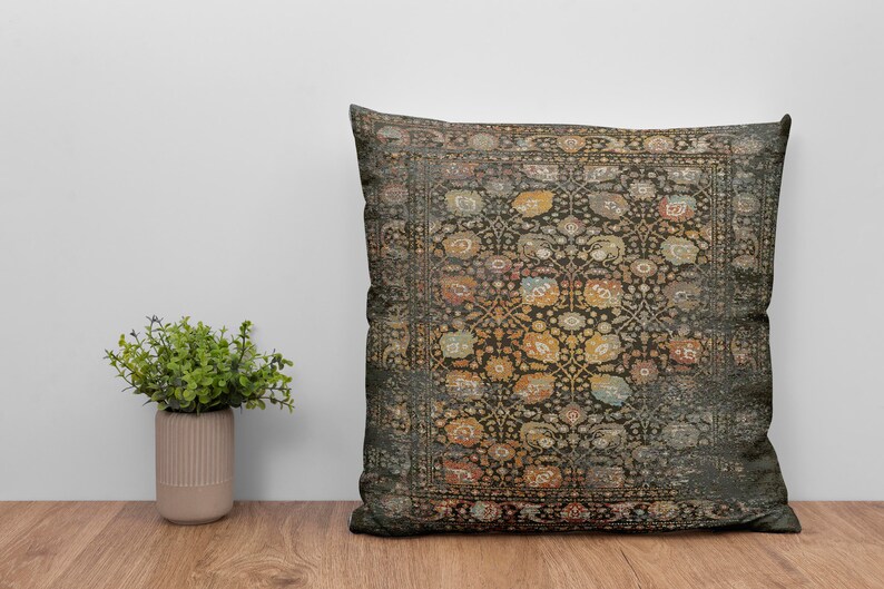 Handmade boho decor turkish rug pattern one side printed cushion cover, machine washable, gift for moving, soft durable thick