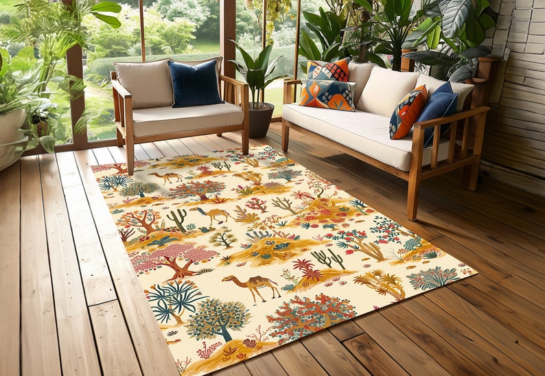 Desert Safari Rug, Camel Pattern Rug, Adventure Rug, Non-slip Rug, Gift ...