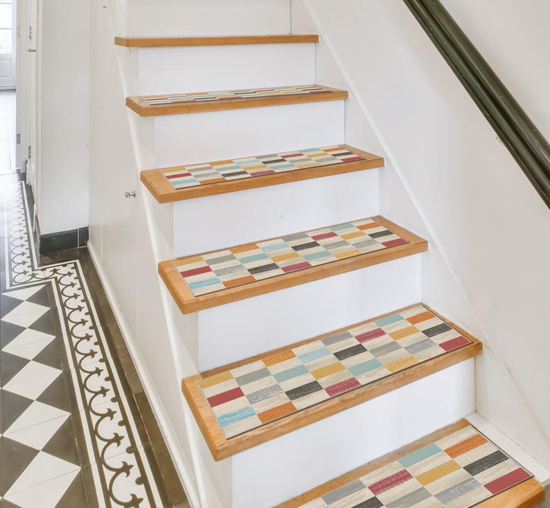 rainbow outdoor rug, antislip step rug, village house rug, chenille stair tread, oriental runner, bullnose stair tread, frontdoor runner image 13