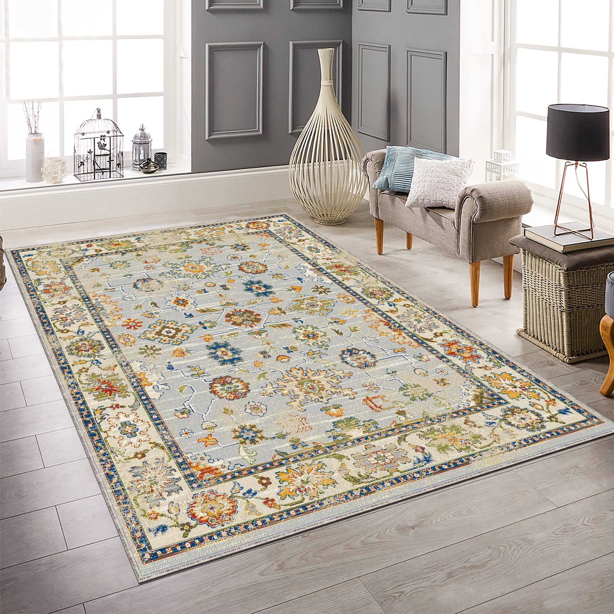 Pastel Color Rug, Washable Area Rug, 5x7 Rug, Bohemian Carpet, Rug for ...
