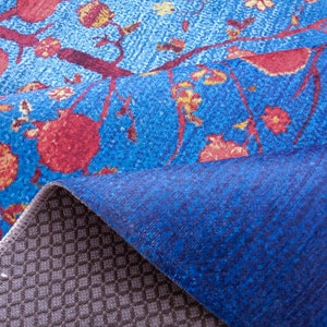 Blue turkish rug, Tree rug, Living room rug, Lodge rug, Porch rug, Washable rug, Outdoor rug, Bedroom rug, Printed rug, Floor decor carpet