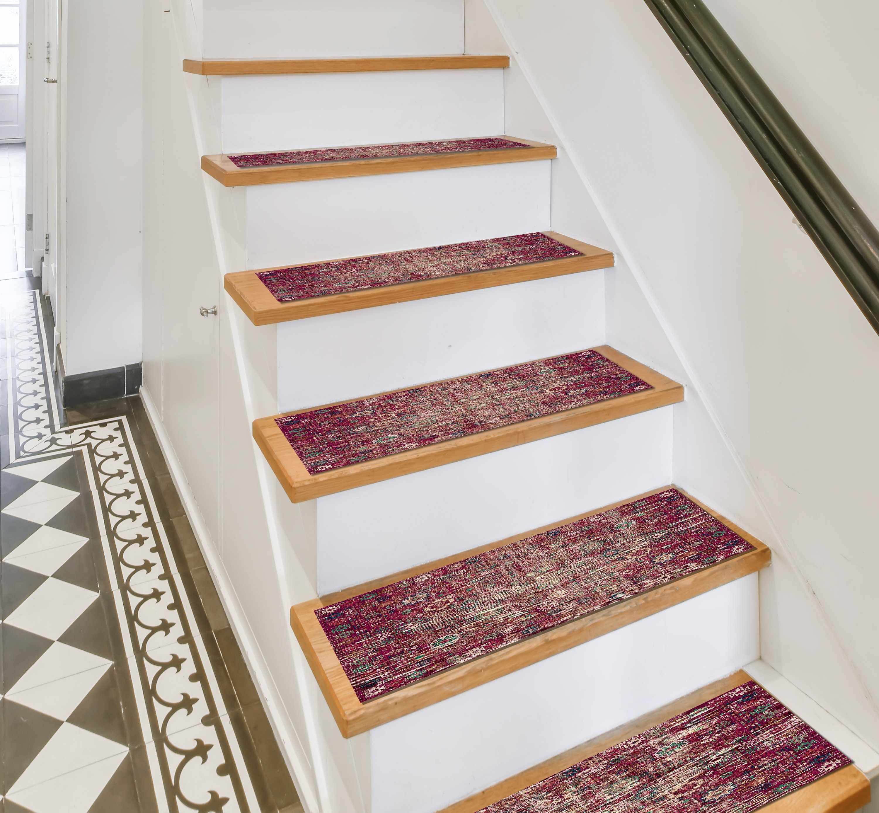 Riser Rug Purple Stair Tread, Pet Friendly Rug, Antique Patio Runner, Stair ...