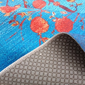 Blue turkish rug, Tree rug, Living room rug, Lodge rug, Porch rug, Washable rug, Outdoor rug, Bedroom rug, Printed rug, Floor decor carpet