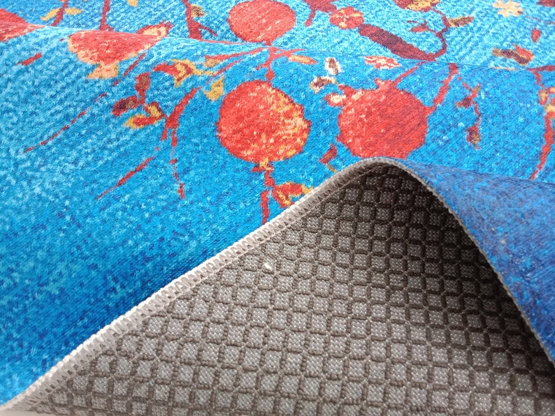 Blue turkish rug, Tree rug, Living room rug, Lodge rug, Porch rug, Washable rug, Outdoor rug, Bedroom rug, Printed rug, Floor decor carpet