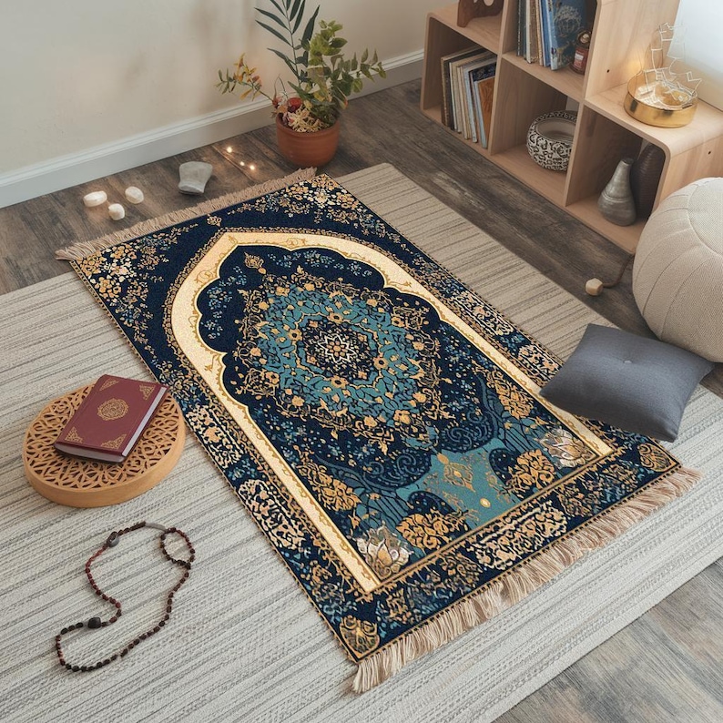 Traditional Mihrap Arch Design Prayer Mat, Colorful Elegant Janamaz ...