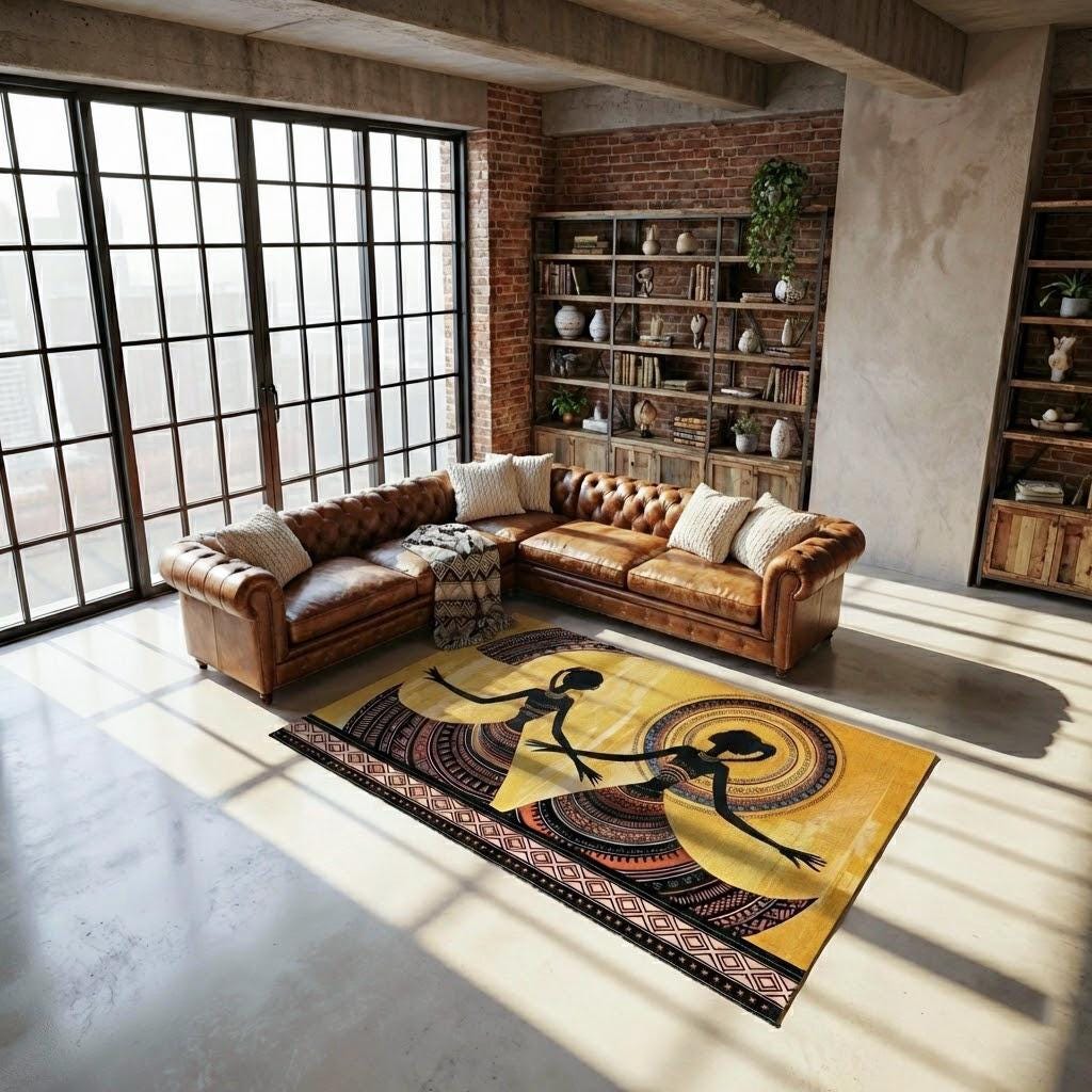 Tinx Living Room Rug Mid Century Style Rug, Rug for Bedroom, Cozy Indoor Rug, Heartwarming ...