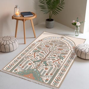 non slip rug , washable rug, minwal prayer rug, floor mat, elegant prayer rug, muslim home rug, lux prayer rug, hajj gift prayer rug