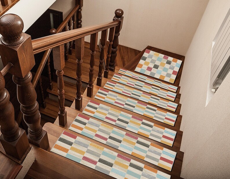rainbow outdoor rug, antislip step rug, village house rug, chenille stair tread, oriental runner, bullnose stair tread, frontdoor runner image 15