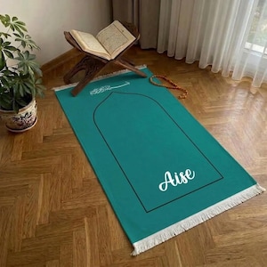 Tappetino salah musulmano, comodo tappetino da preghiera, Eid sajadah, sajadah artigianale, tappetino da preghiera per la famiglia, sajadah fatto a mano, sajadah personalizzato, tappeto Corano, PR 07
