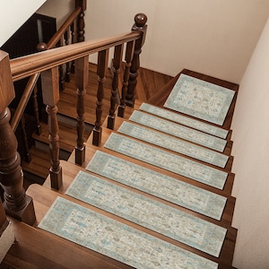 custom stair rug, bullnose stair tread, reusable stair rug, washable runner rug, indoor stair mat, landing stair rug, soft runner