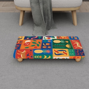 Funky Jungle Patchwork Tritthocker | Eklektische Tierdruck-Stufe | H-1554