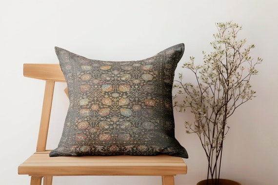 Handmade boho decor turkish rug pattern one side printed cushion cover, machine washable, gift for moving, soft durable thick,