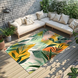 Garden rug, Leaf pattern rug, Spring decor rug, Hallway runner, Indoor decor rug, Durable rug, Botanical rug, Non slip modern rug, Area rug
