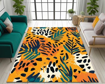 Colorful patterned rug, Decorative area rug, Elegant printed rug, Non-slip backing rug, Machine washable rug, Utility rug, Soft textured rug