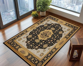 Dywanik modlitewny w stylu islamskim, Elegancka mata do modlitwy, Wielokolorowy dywanik modlitewny, Unikalny dekoracyjny dywanik modlitewny, Antypoślizgowy dywanik modlitewny, Luksusowy dywanik modlitewny, Przytulny dywanik